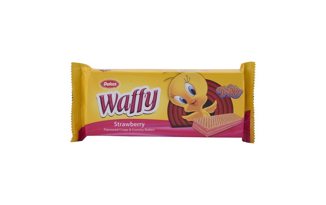 Dukes Waffy Strawberry Flavoured Crispy & Crunchy Wafers   Pack  75 grams